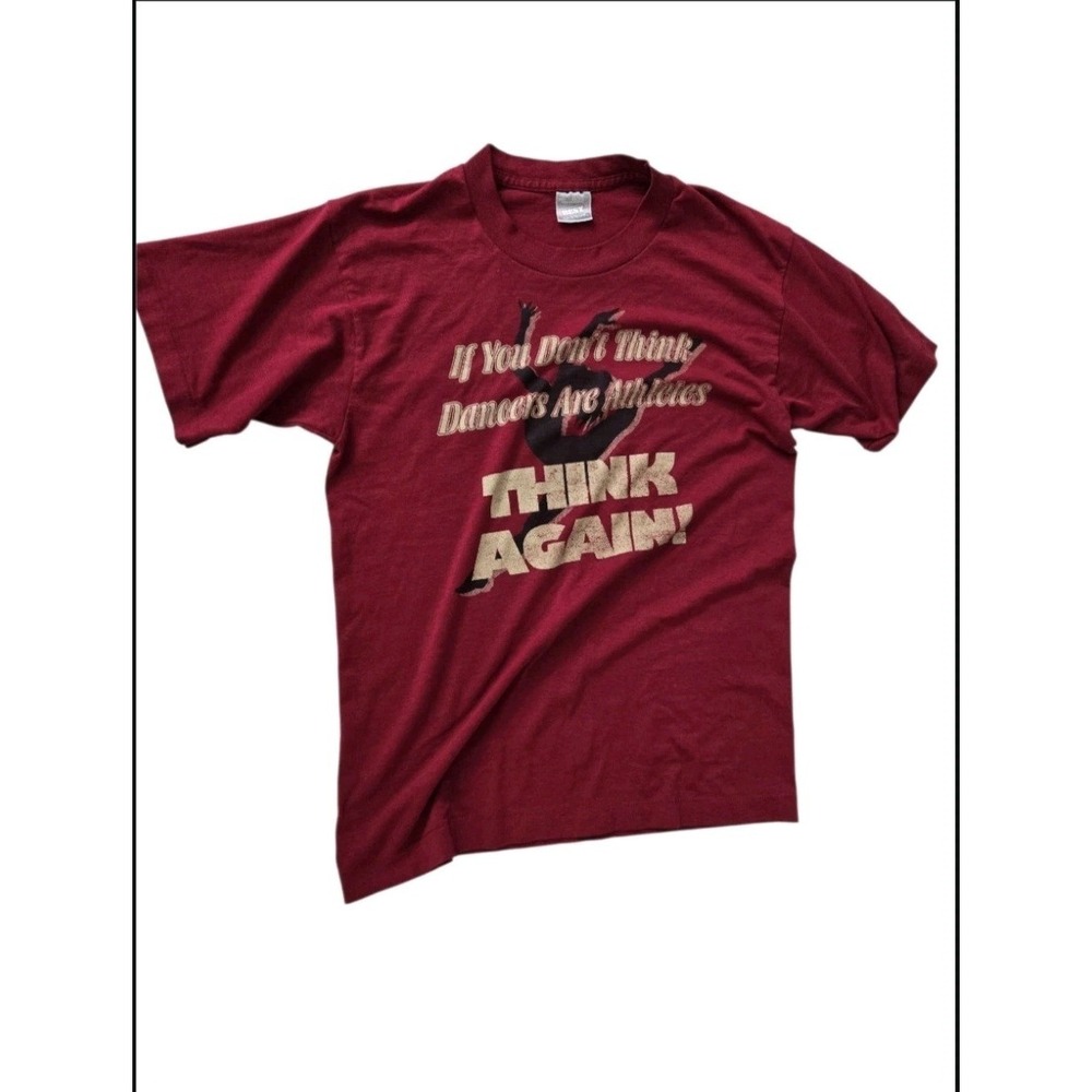 Vintage 90s Fruit of the Loom Best T-Shirt Dancers Are Athletes Maroon M USA Mad